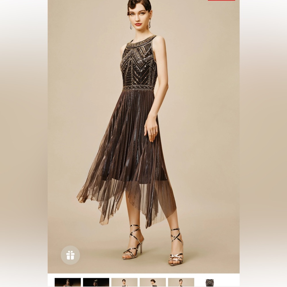 Babeyond Zouzou Metallic Beading Flapper Dress